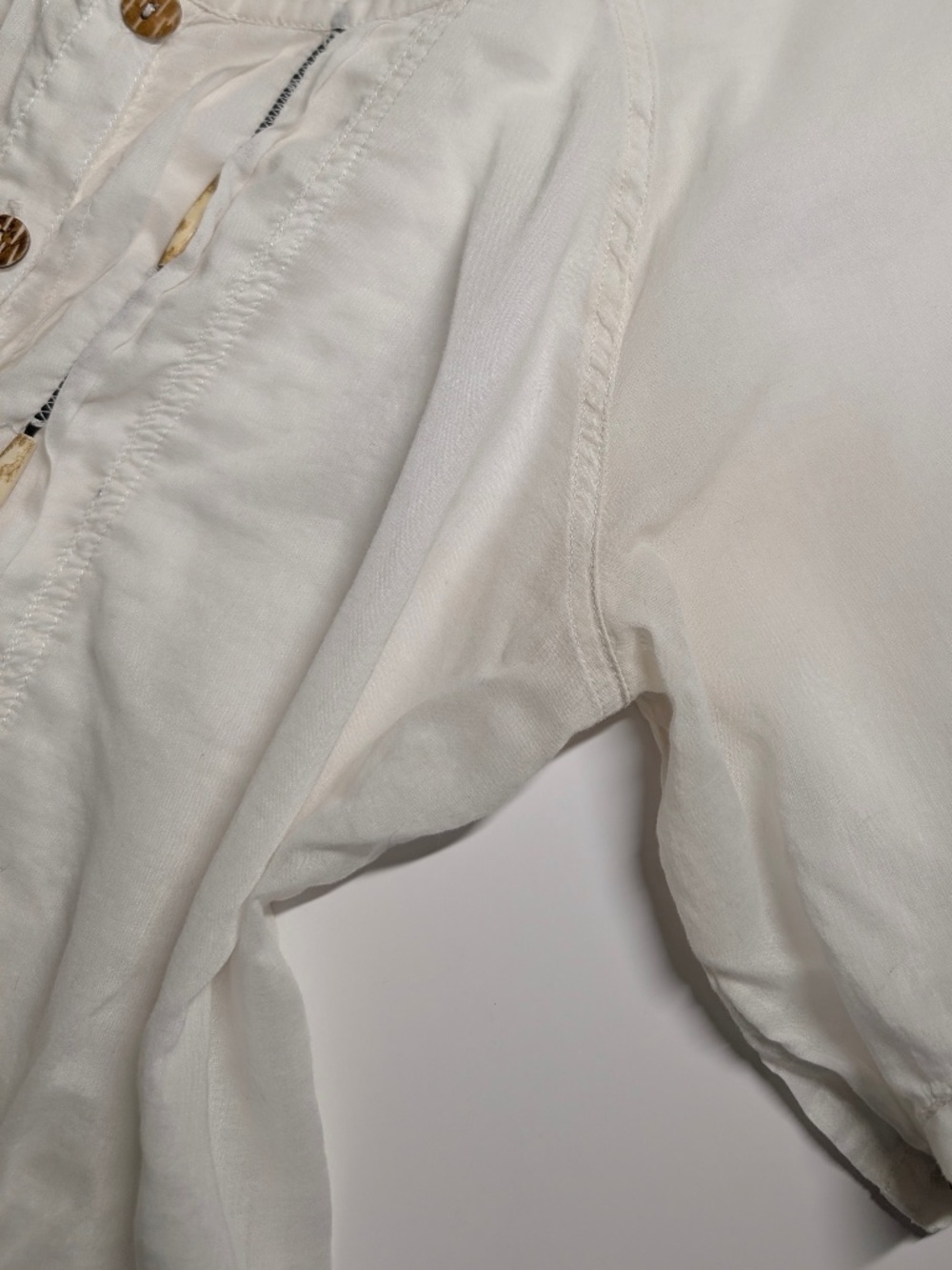 Sheer Cotton Short Sleeve Blouse Size Small White Boho - Picture 5 of 15